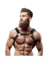 fetish submissive attitude - men's eco-leather chest harness with studs D-235864