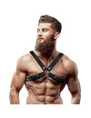 fetish submissive attitude - men's adjustable eco-leather cross chest bulldog harness D-235868