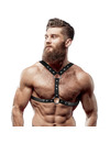 fetish submissive attitude - eco-leather chest harness with double support and studs for men D-235869