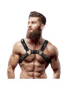 fetish submissive attitude - men's adjustable eco-leather chest bulldog harness D-235871