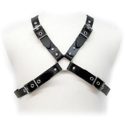 leather body - black buckle harness for men D-205474