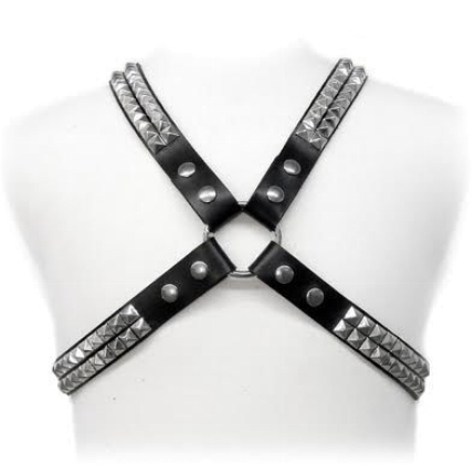 leather body - pyramid stud harness D-205476