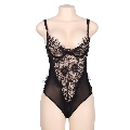 subblime - queen plus floral lace and fringed black teddy