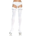 leg avenue - white opaque tights with ruffle and bow finish