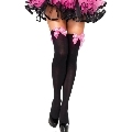 leg avenue - nylon thigh highs with bow black / pink