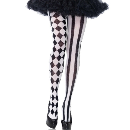 leg avenue - medias arlequin negro/blanco