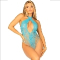 leg avenue - teddy halter with lace blue