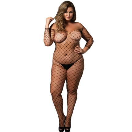 leg avenue - off the shoulder bodystocking black plus size