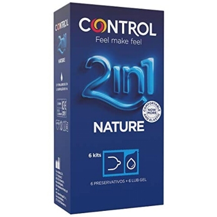 6 x Preservativos Control Duo Natura 2-1 com Lubrificante