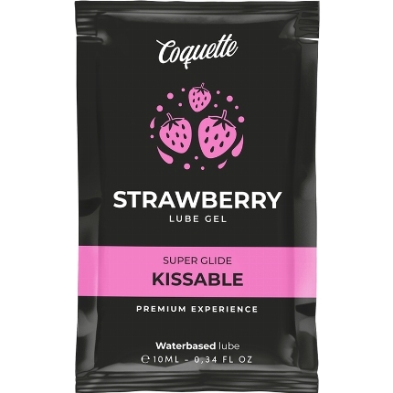 coquette cosmetics - strawberry water based kissable lubricant pocket 10 ml