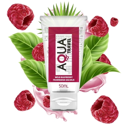 aqua travel - wild raspberry flavour waterbased lubricant - 50 ml