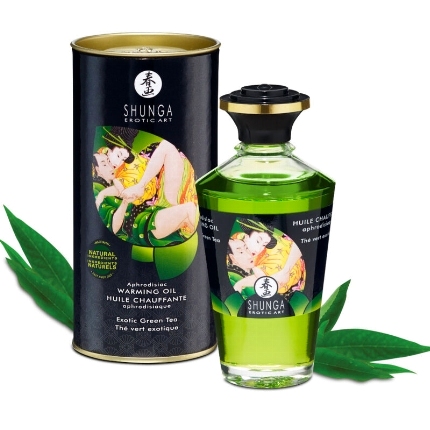 shunga - aceite masaje efecto calor te verde organico 100 ml