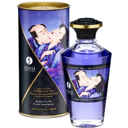 shunga - aceite masaje efecto calor sabor frutas exoticas 100 ml