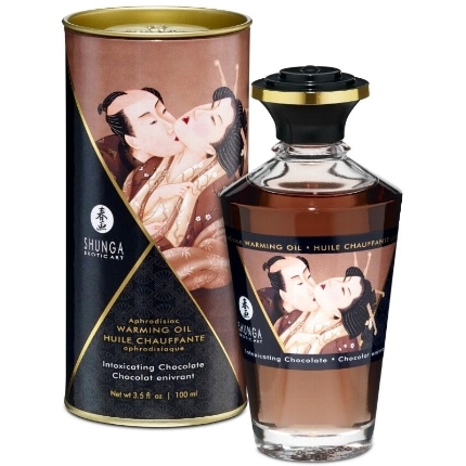 shunga - aceite masaje efecto calor sabor intenso chocolate 100 ml