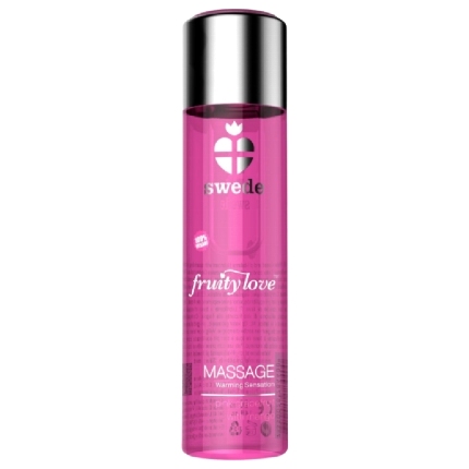 swede - fruity love warming effect massage oil pink raspberry and rhubarb 120 ml