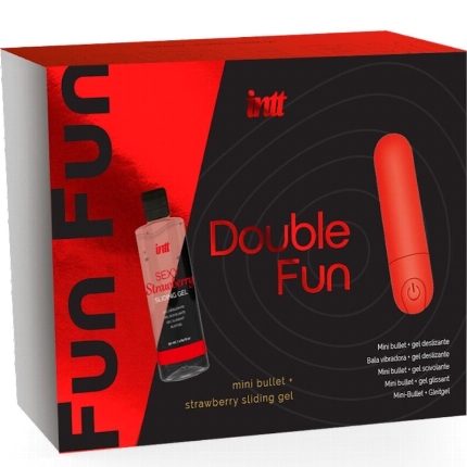 intt releases - double fun kit con bala vibradora y gel de masaje fresa