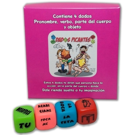 diablo picante - juego 4 dados pronombre, verbo, parte del cuerpo y lugar