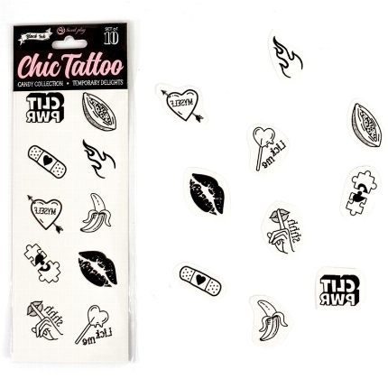 secret play - set of 10 candy collection temporary tattoos