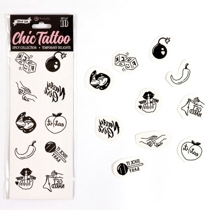 secret play - set de 10 tattoos temporales spicy collection