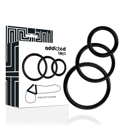 addicted toys - rings set for penis black