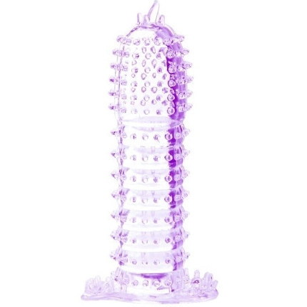 baile - funda para pene con puntos estimulantes morado 14 cm