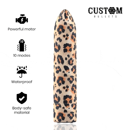 Bala Vibratória Custom Bullets Recarregável Leopard