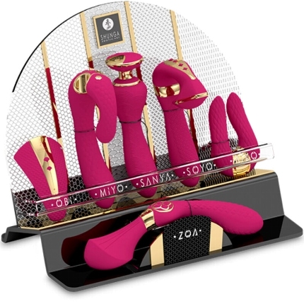 shunga - display of 6 fuchsia intimate massagers