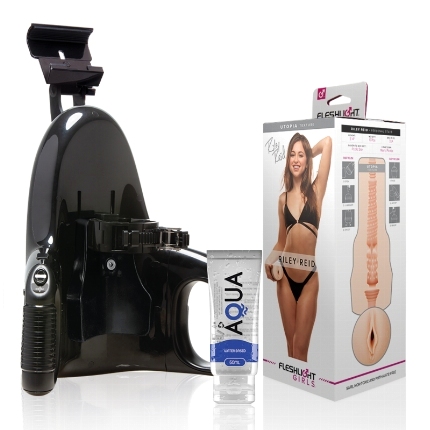 fleshlight - vagina riley reid utopia + universal launch + lubricante aqua quality 50 ml