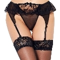 queen lingerie - thong with garter belt black l/xl