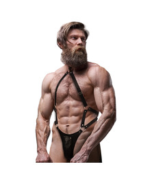 fetish submissive attitude - men's eco-leather jock strap harness