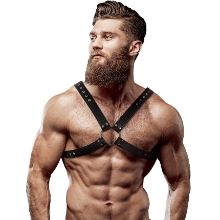 fetish submissive attitude - men's cross chest eco-leather harness