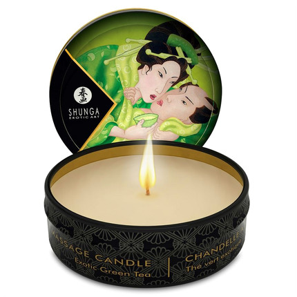 shunga - mini caress by candelight massage candle t green 30 ml