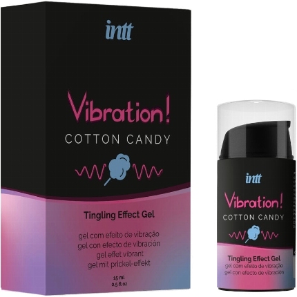 intt - gel efecto vibrador unisex algodon de azucar 15 ml