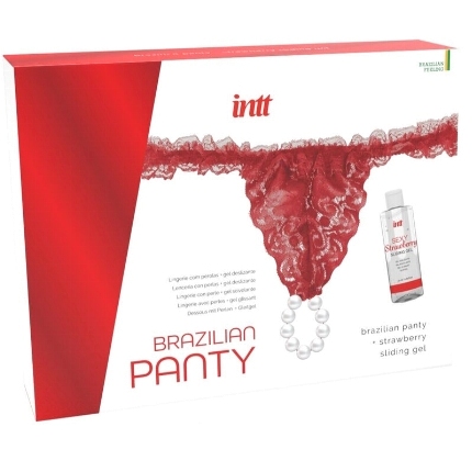 intt releases - brazilian red panty with pearls and lubricating gel 50 ml