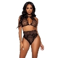 leg avenue - two pieces set halter crop top thong panty panty one size