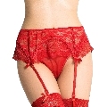 Cintas de Liga Queen Lingerie com Tanga de Renda Vermelhas