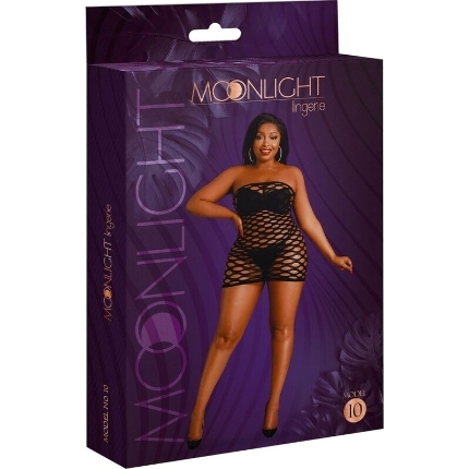 moonlight - modelo 10 vestido rejilla negro talla unica / plus size