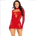 leg avenue - mini dress with lace long sleeve red