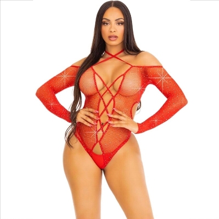 leg avenue - body crotchless con brillo rojo