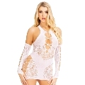 Conjunto de Lingerie Leg Avenue Mini Vestido e Luvas Branco Raquel