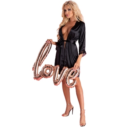 livco corsetti fashion - ariladyen lc 90568 dressing gown + panty black