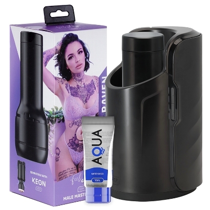 kiiroo - pack keon + feel leigh raven + lubricante aqua quality 50 ml