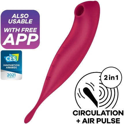 satisfyer - twirling pro+ air pulse stimulator vibrator app red