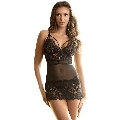 subblime - babydoll con tirantes ajustables de encaje negro s/m