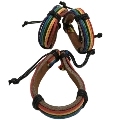 pride - lgbt flag brown leather bracelet