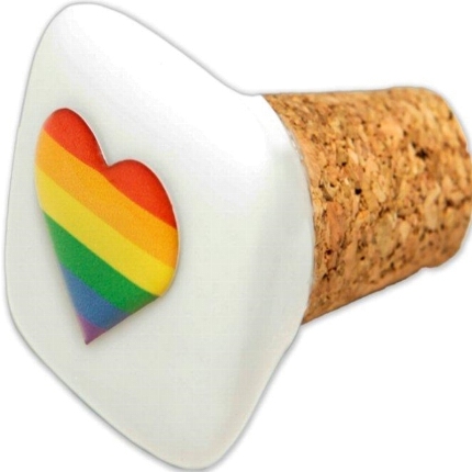 pride - square cork ceramic stopper with lgbt flag