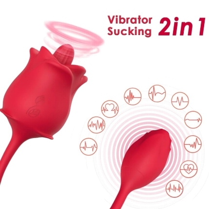 armony - rose 2 in 1 suction stimulator vibrator 10 modes with red tail