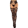 leg avenue - floral lace garter stockings black