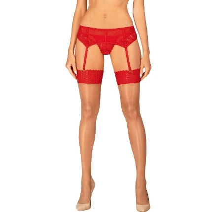 Meias de Liga Obsessive Ingridia Vermelho Plus Size