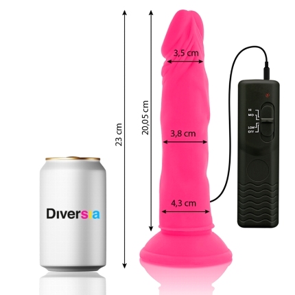 diversia - dildo flexible con vibracion rosa 23 cm -o- 4.3 cm